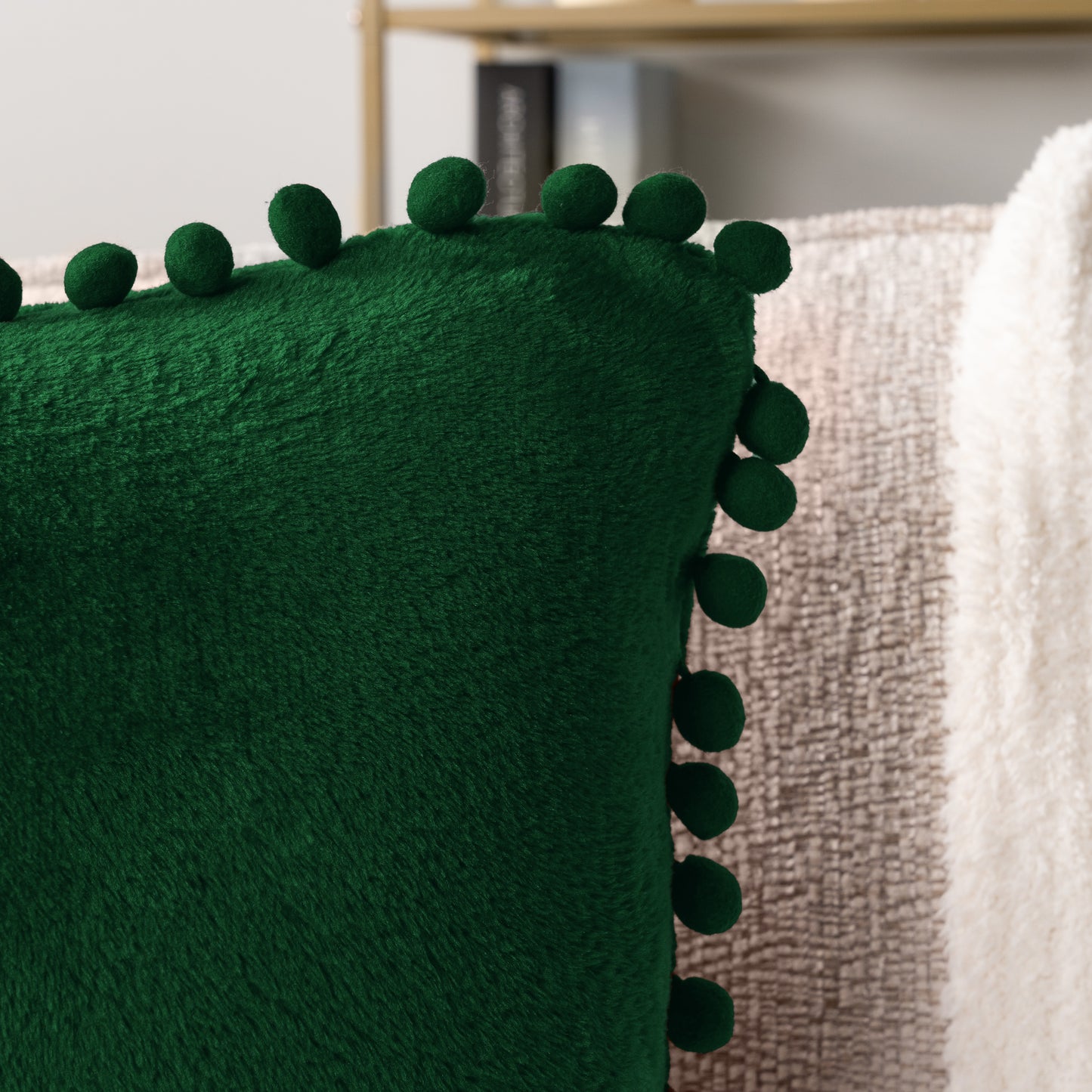 Pom Pom Fringe Fleece Pillow Cover - Set of 2
