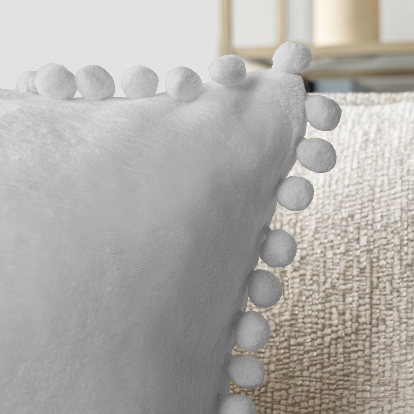 Pom Pom Fringe Fleece Pillow Cover - Set of 2