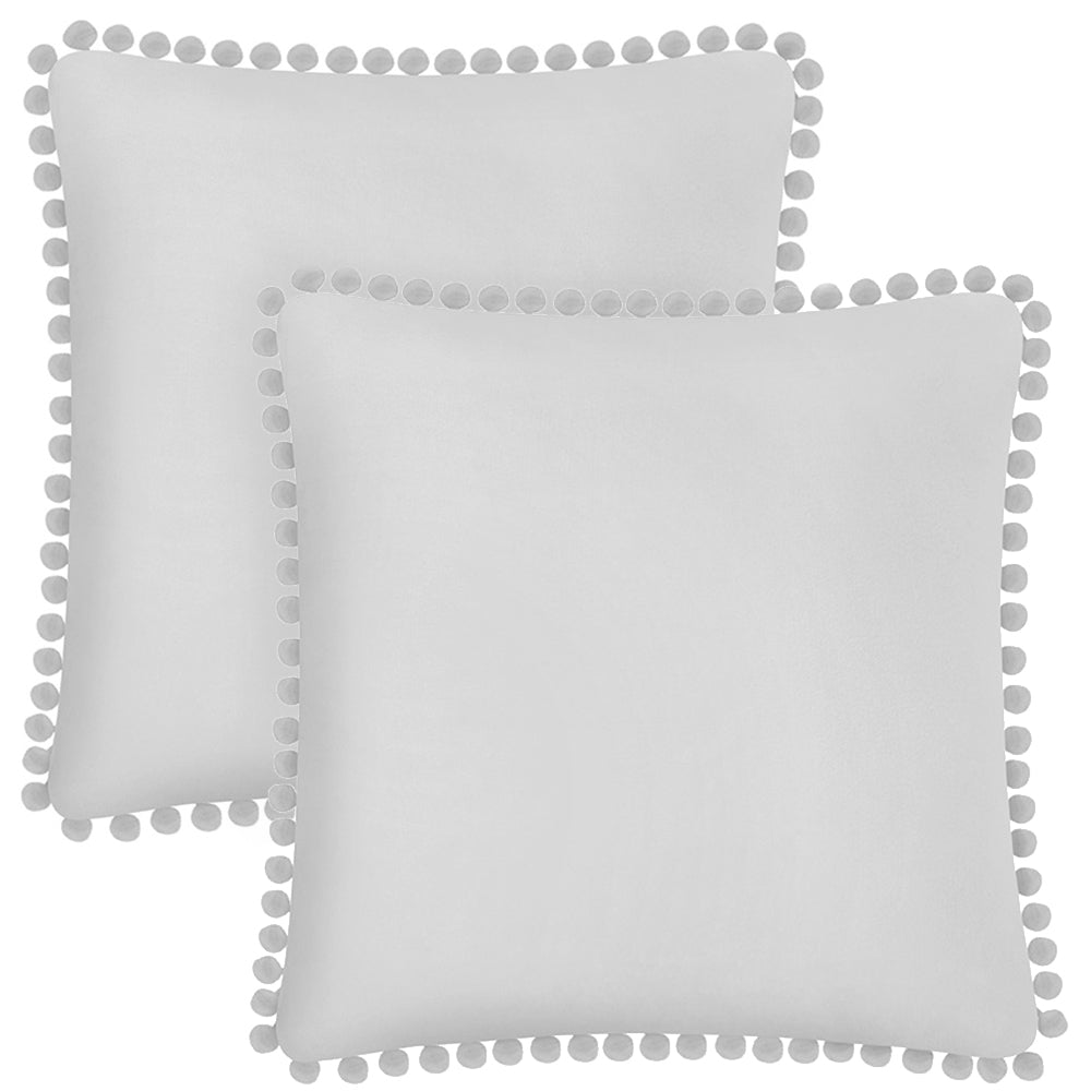 Pom Pom Fringe Fleece Pillow Cover - Set of 2
