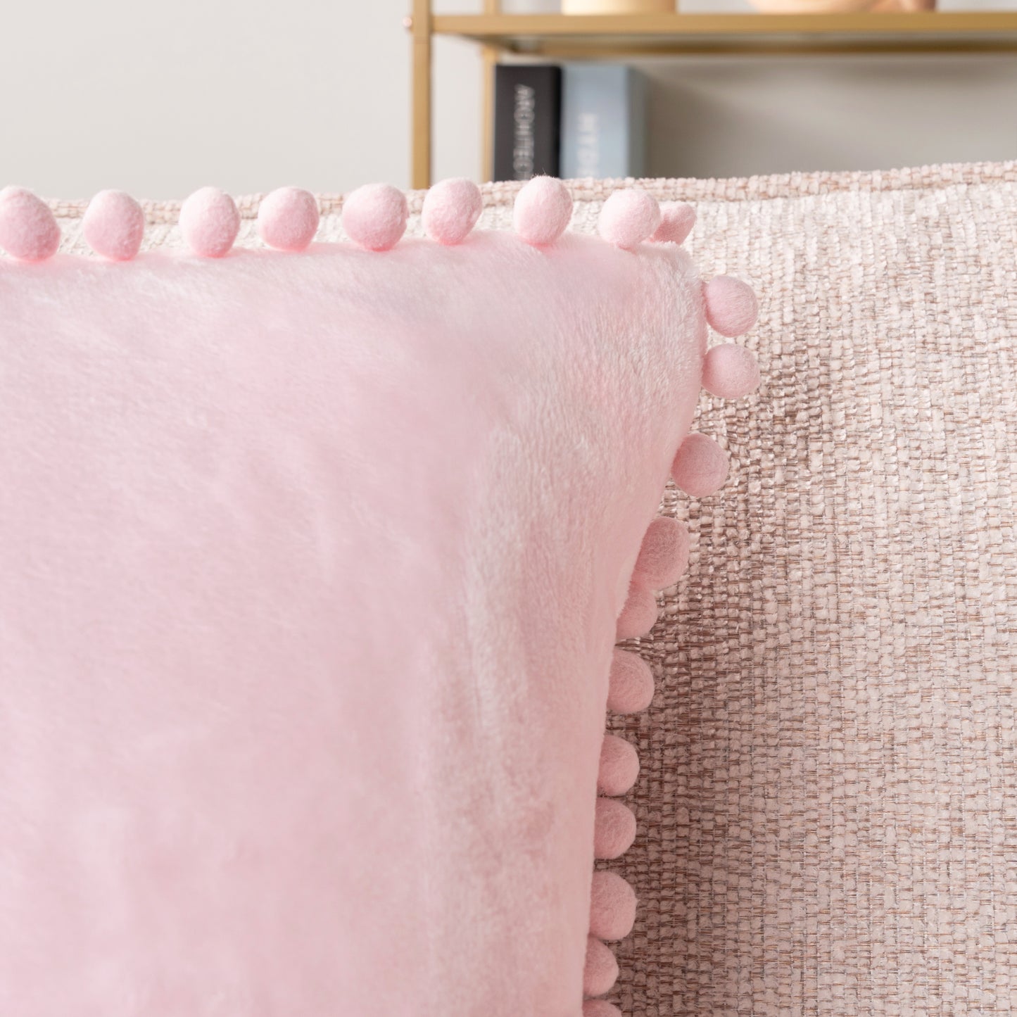 Pom Pom Fringe Fleece Pillow Cover - Set of 2