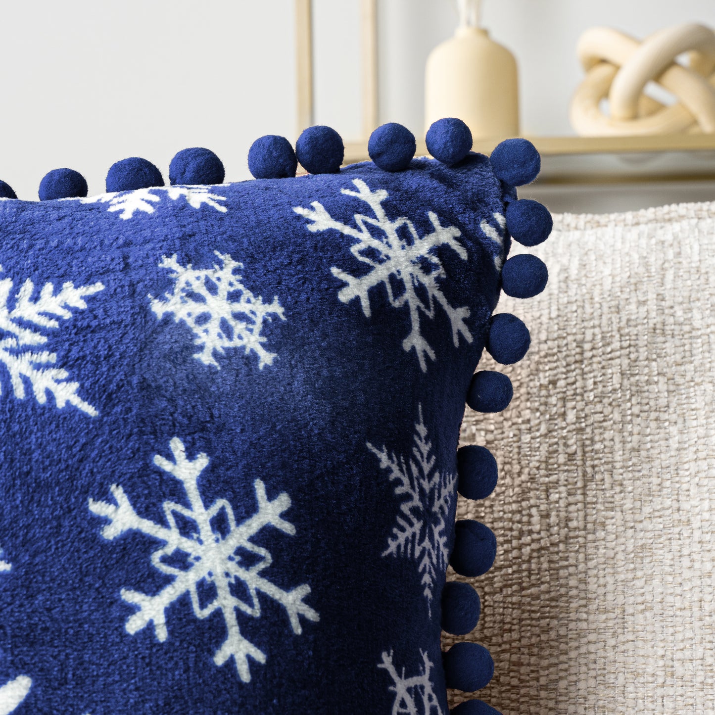Pom Pom Fringe Fleece Pillow Cover - Set of 2