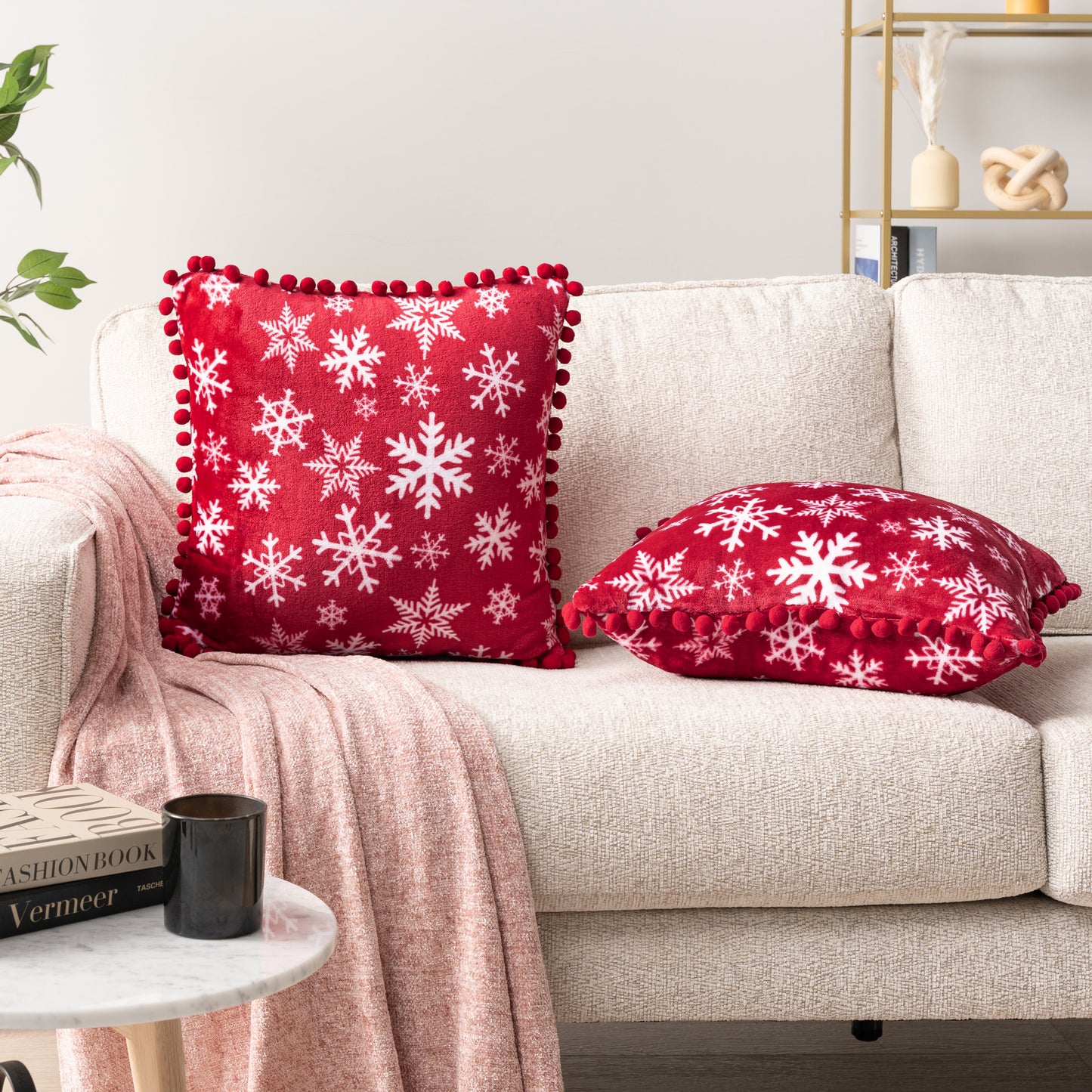Pom Pom Fringe Fleece Pillow Cover - Set of 2