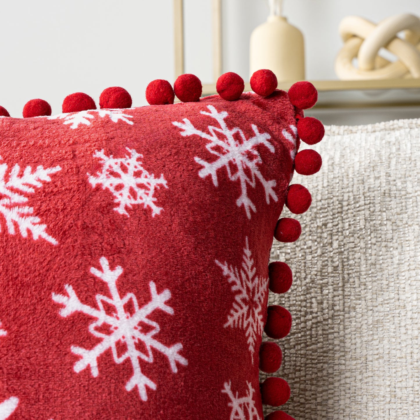 Pom Pom Fringe Fleece Pillow Cover - Set of 2