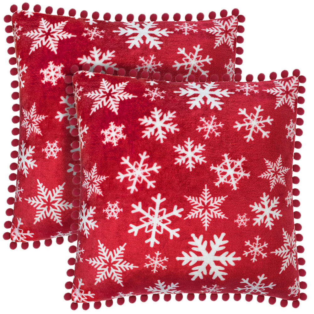Pom Pom Fringe Fleece Pillow Cover - Set of 2