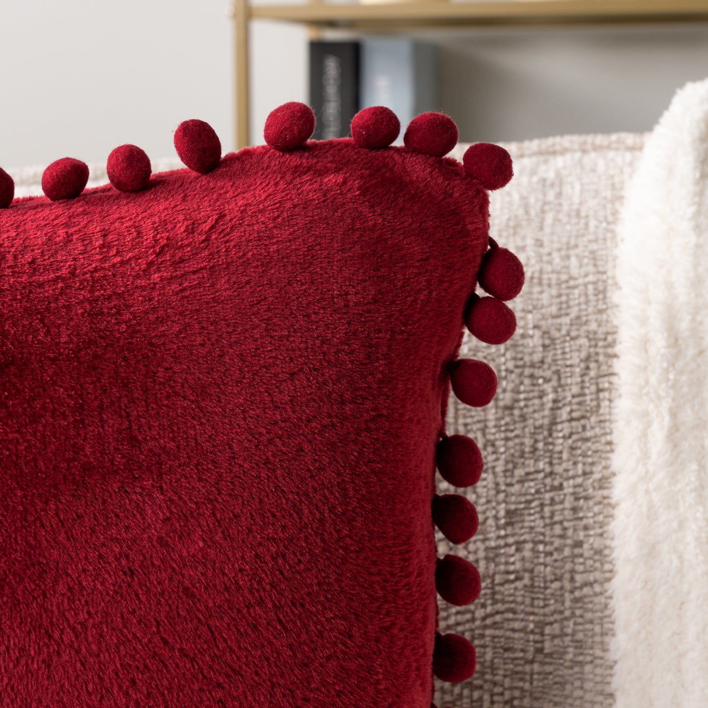 Pom Pom Fringe Fleece Pillow Cover - Set of 2