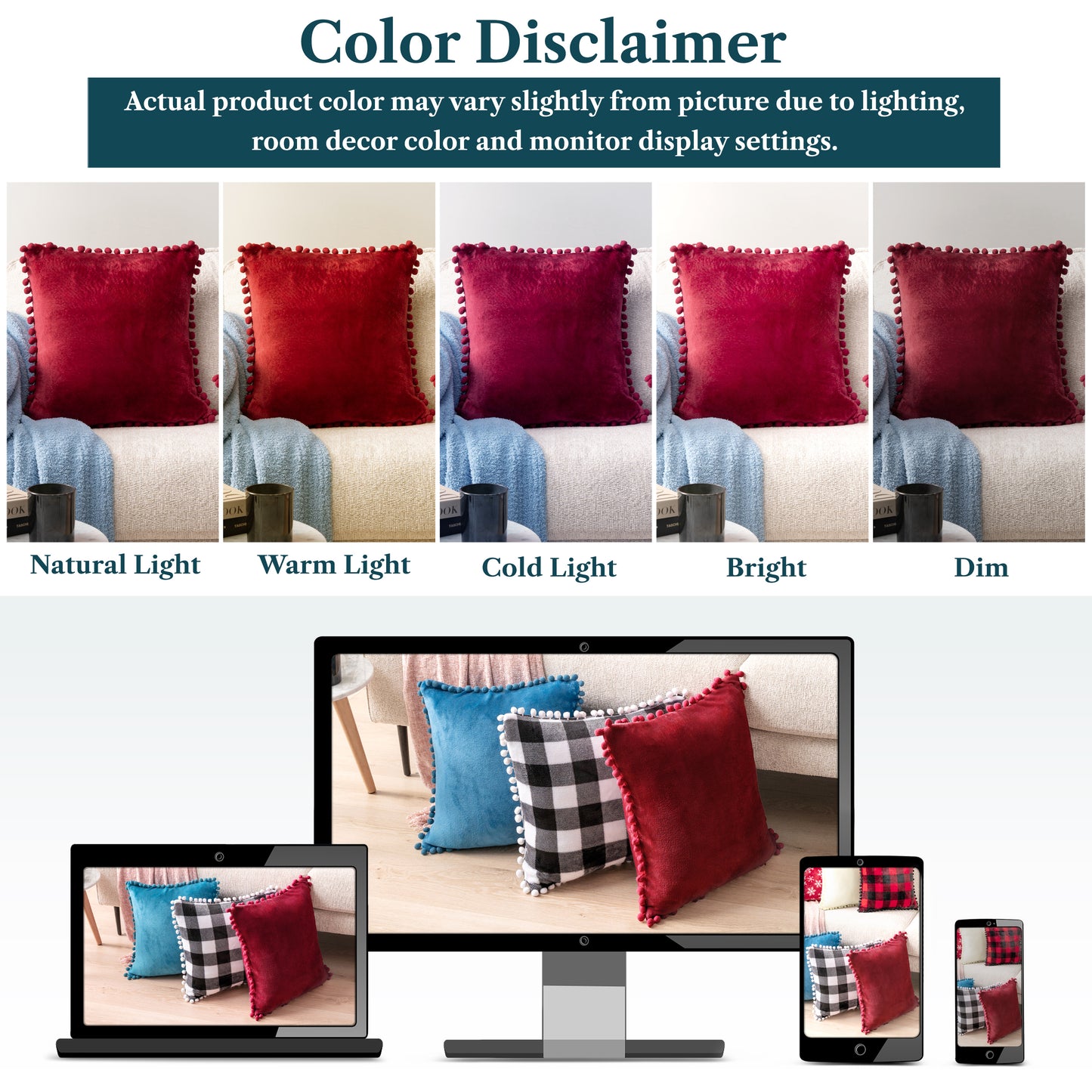 Pom Pom Fringe Fleece Pillow Cover - Set of 2