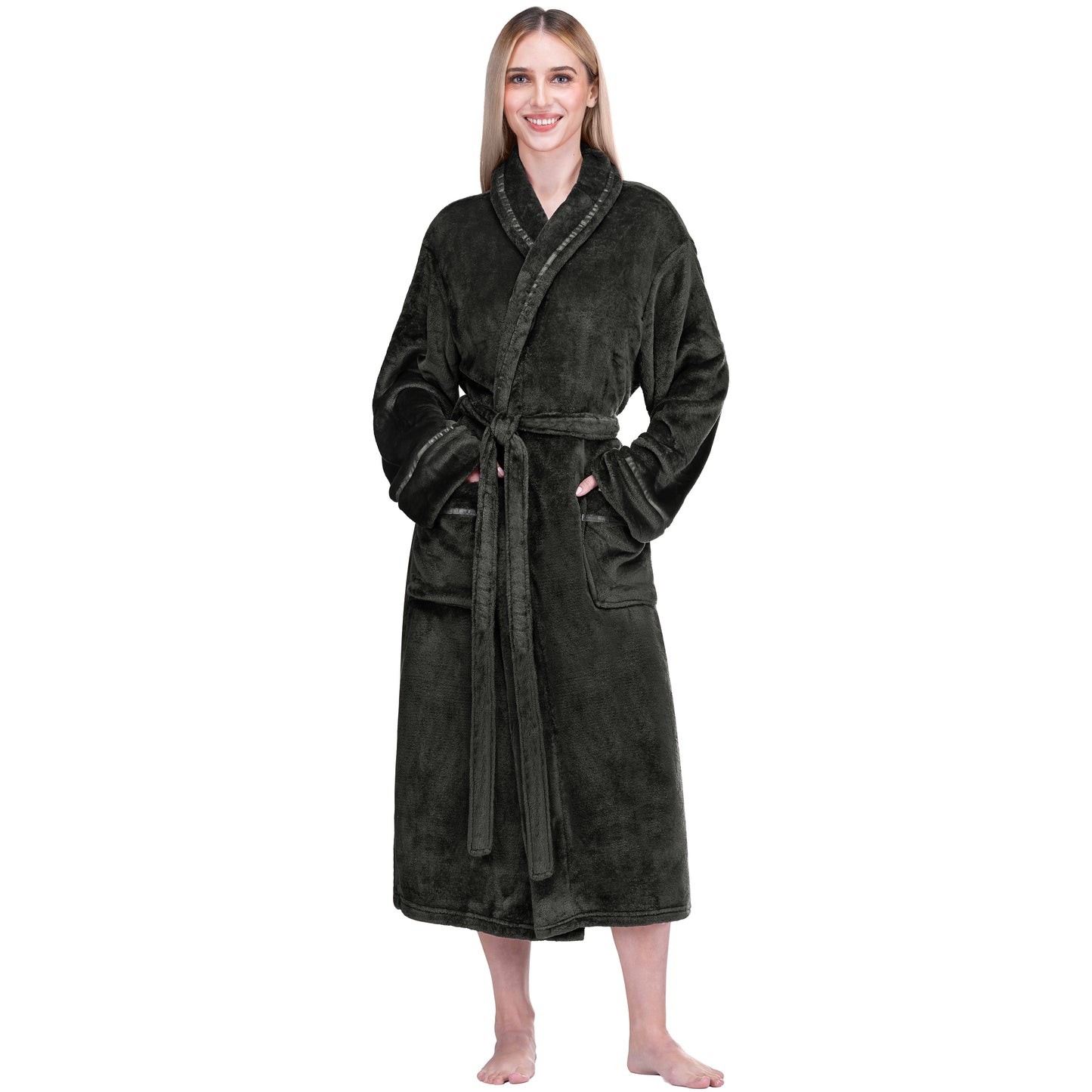 Women's Satin Trim Fleece Robe