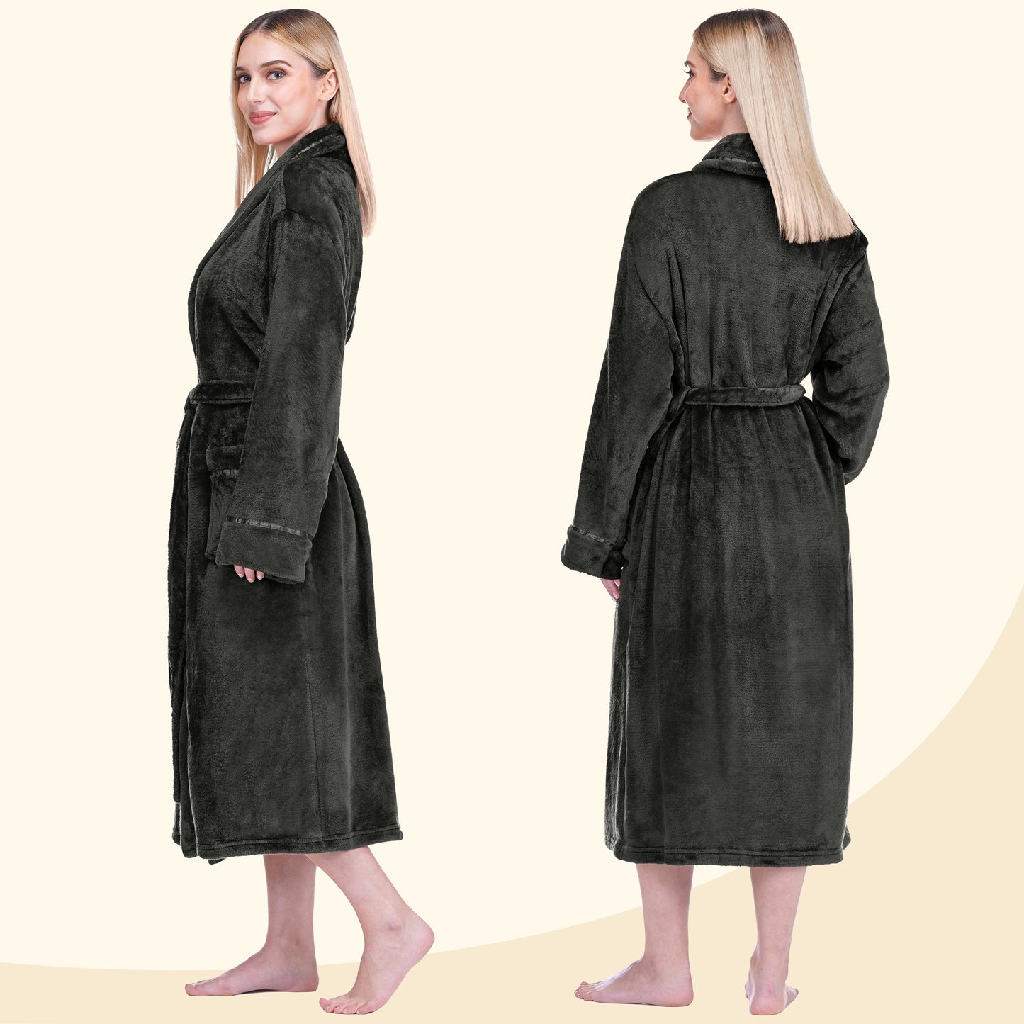 Women's Satin Trim Fleece Robe