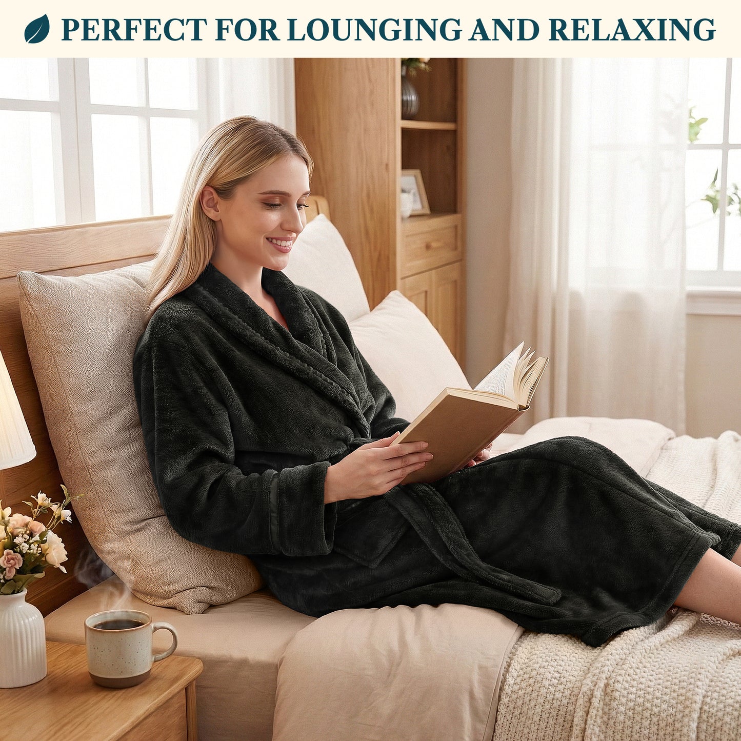 Women's Satin Trim Fleece Robe