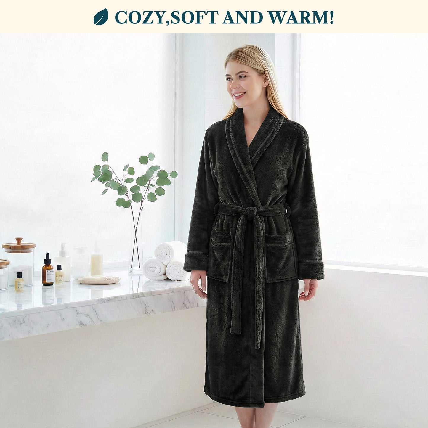 Women's Satin Trim Fleece Robe
