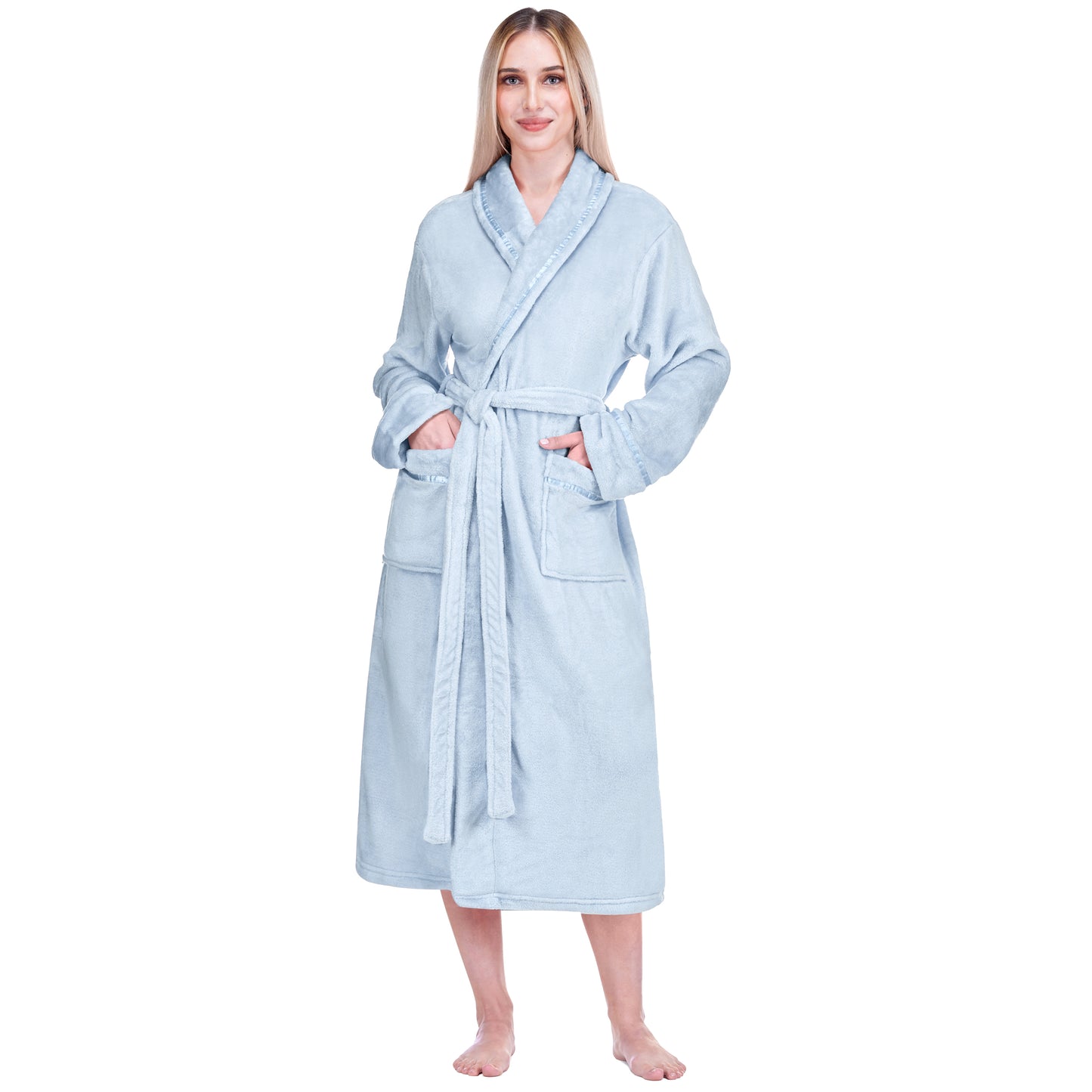 Women's Satin Trim Fleece Robe