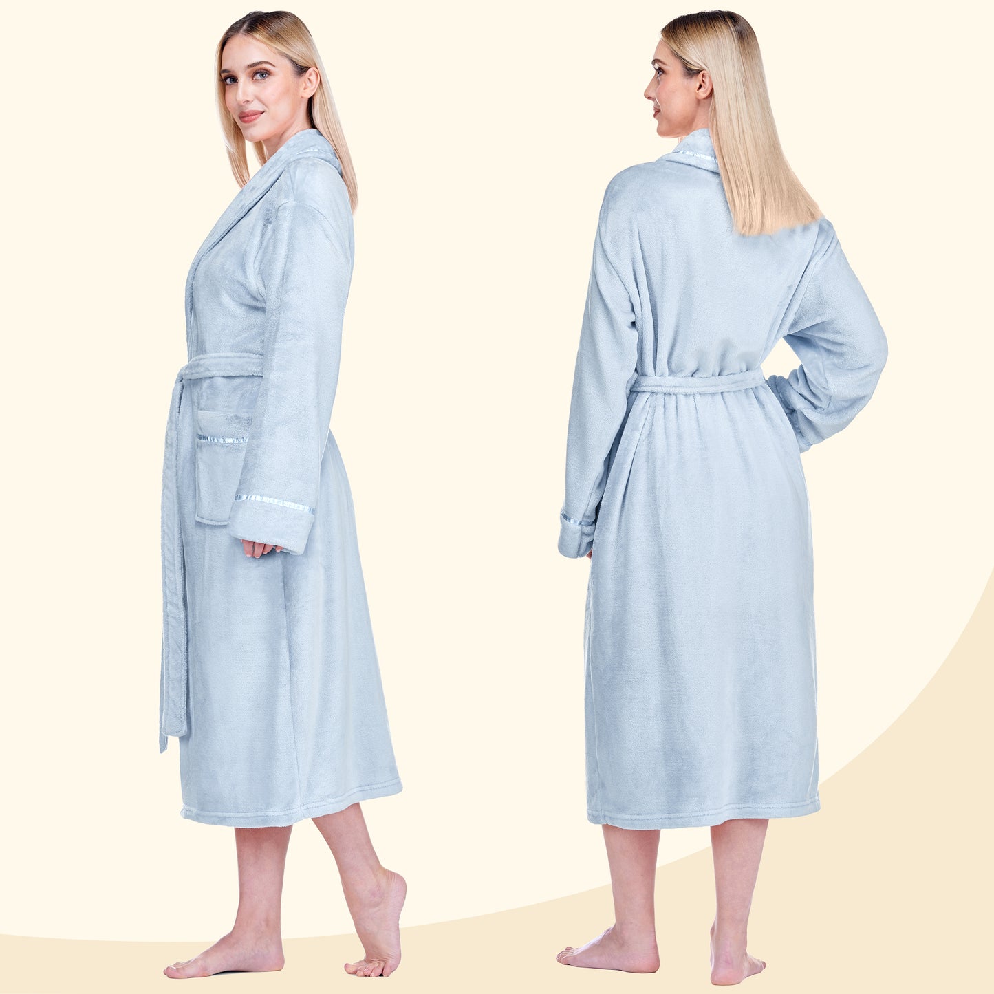 Women's Satin Trim Fleece Robe