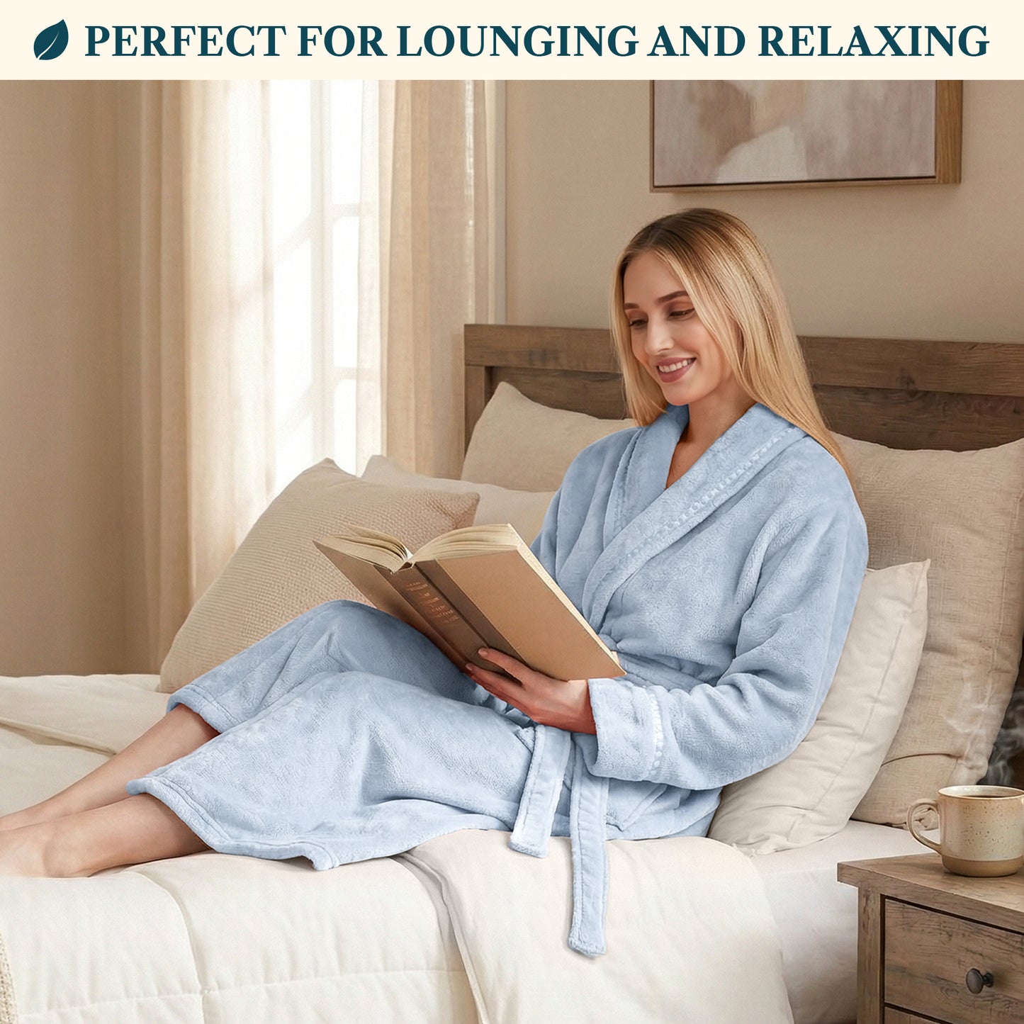 Women's Satin Trim Fleece Robe