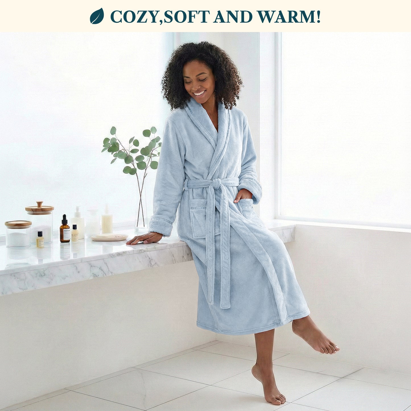 Women's Satin Trim Fleece Robe