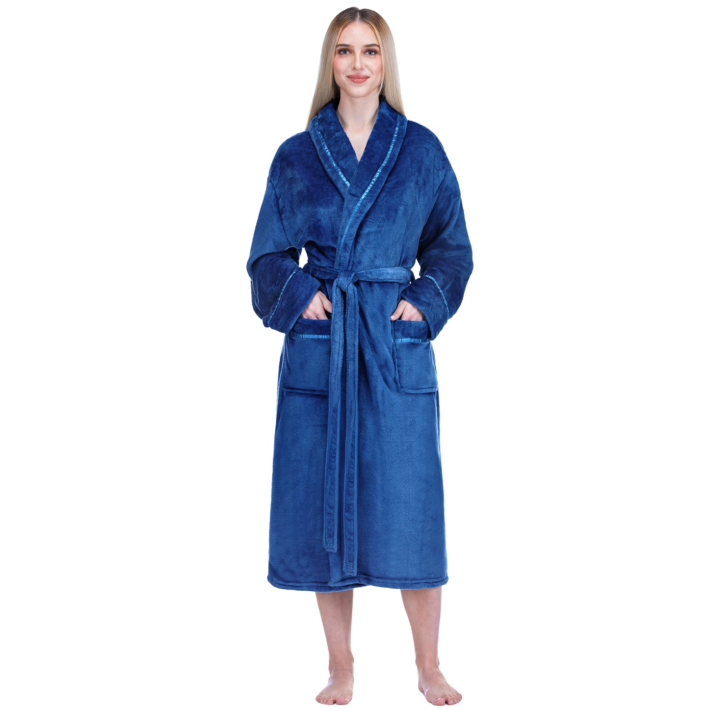 Women's Satin Trim Fleece Robe