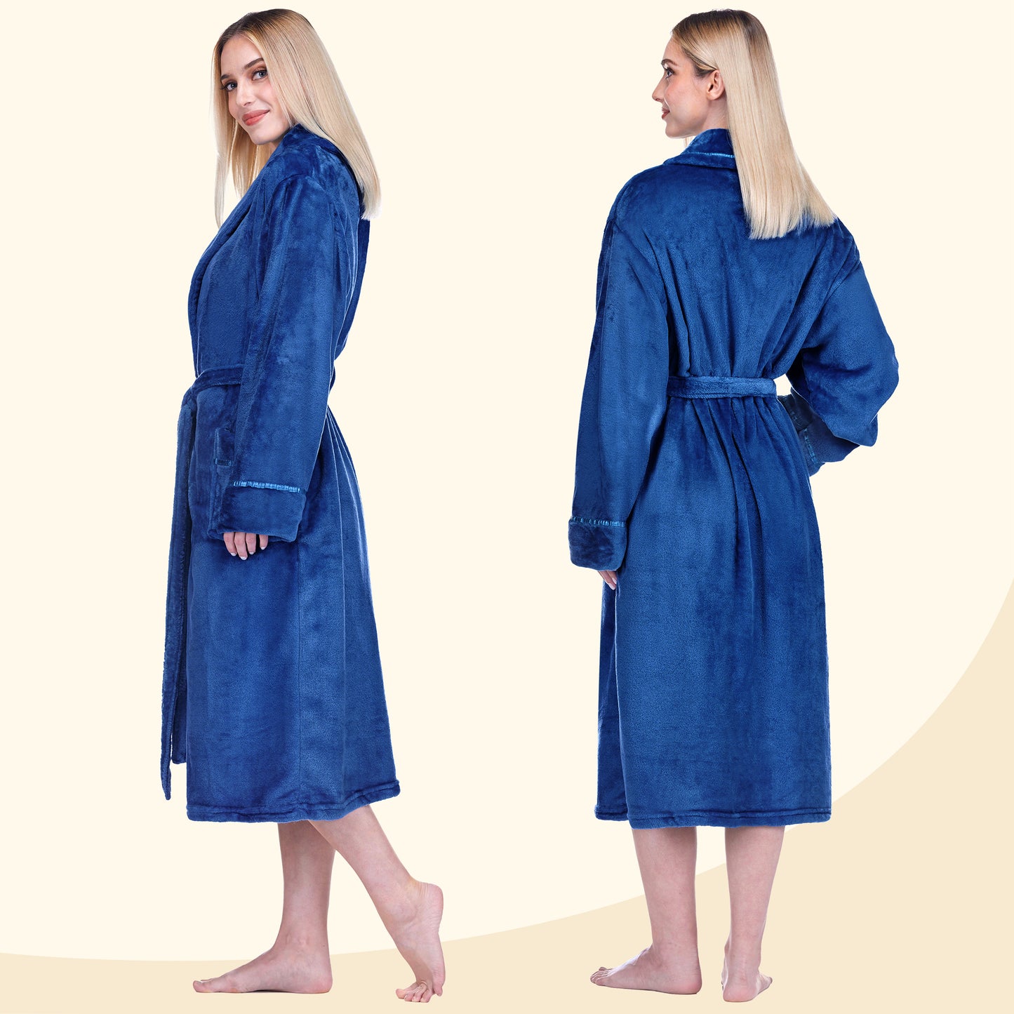 Women's Satin Trim Fleece Robe