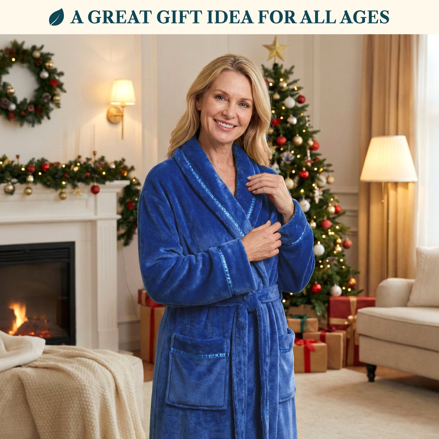 Women's Satin Trim Fleece Robe