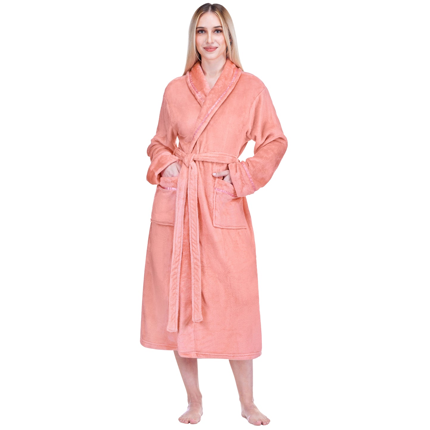 Women's Satin Trim Fleece Robe