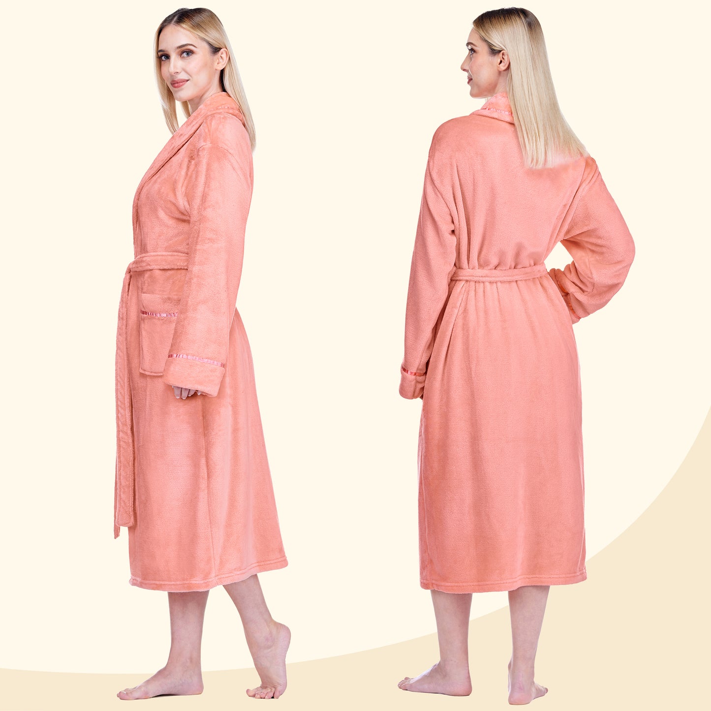 Women's Satin Trim Fleece Robe