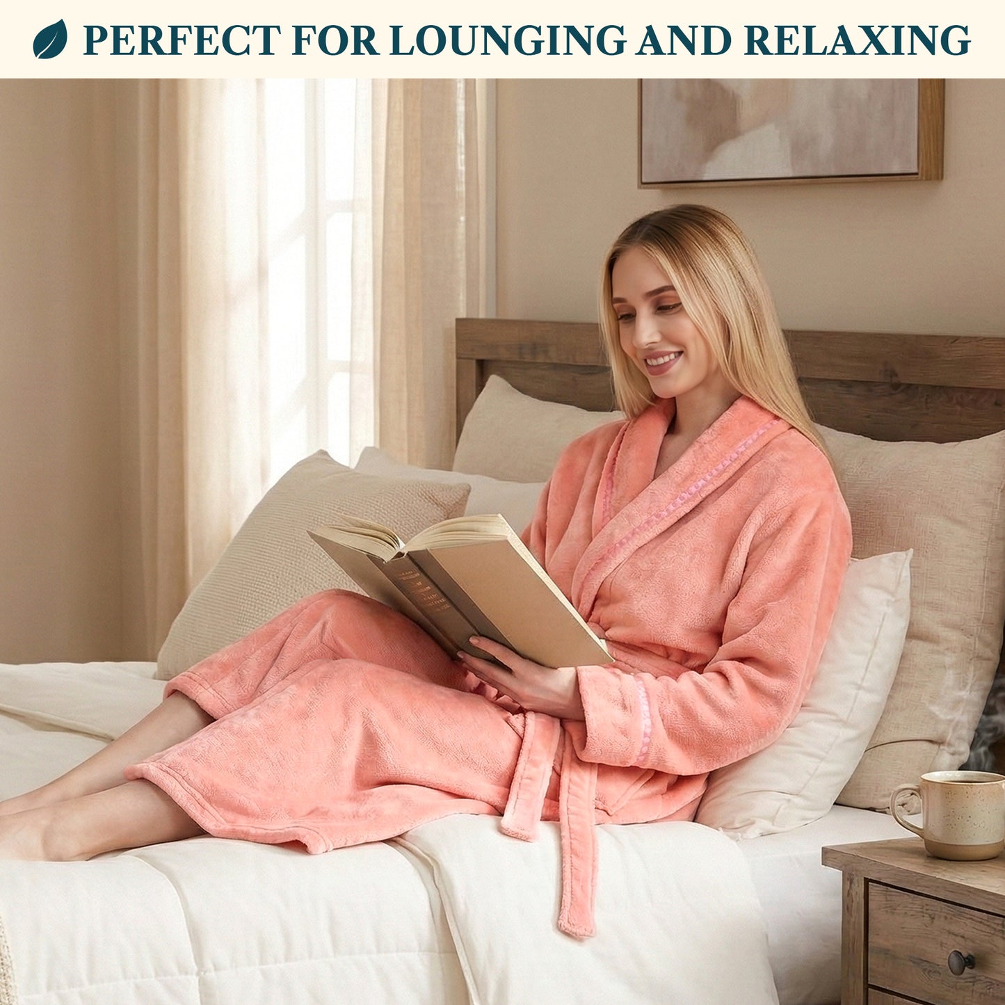 Women's Satin Trim Fleece Robe