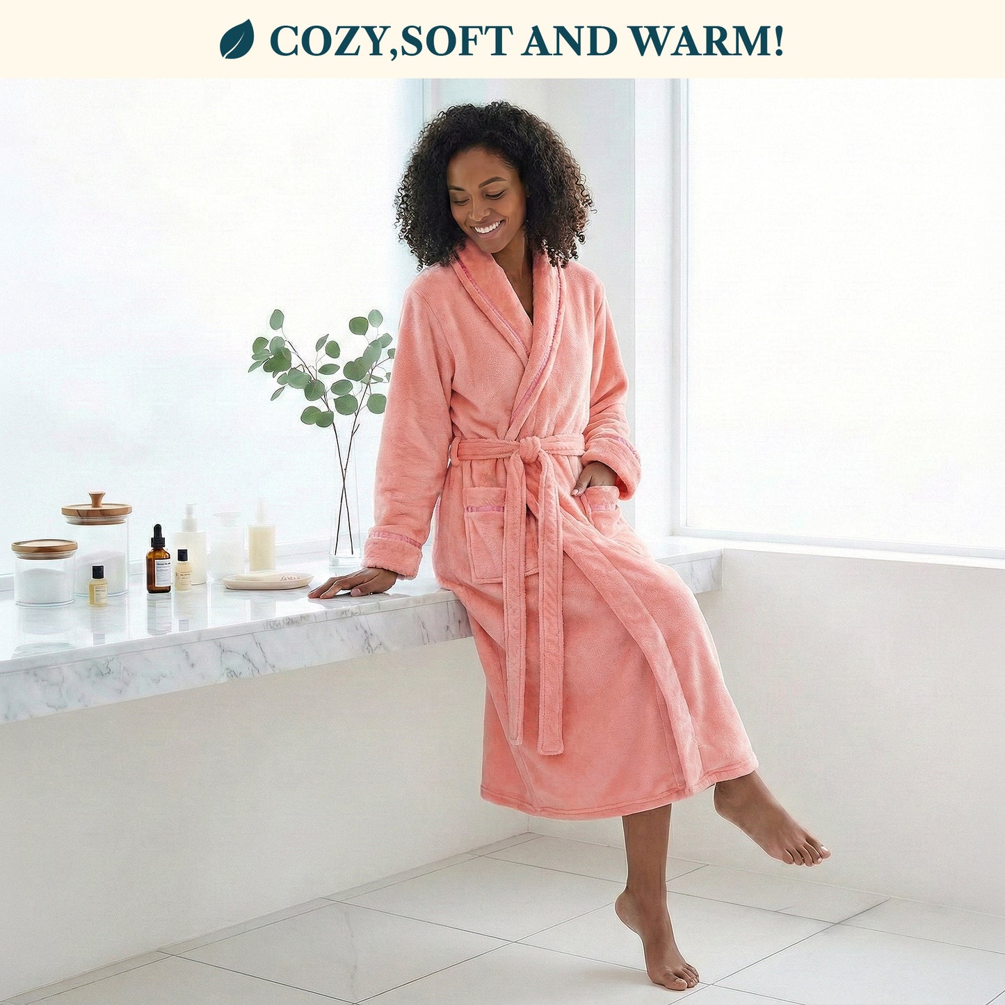 Women's Satin Trim Fleece Robe