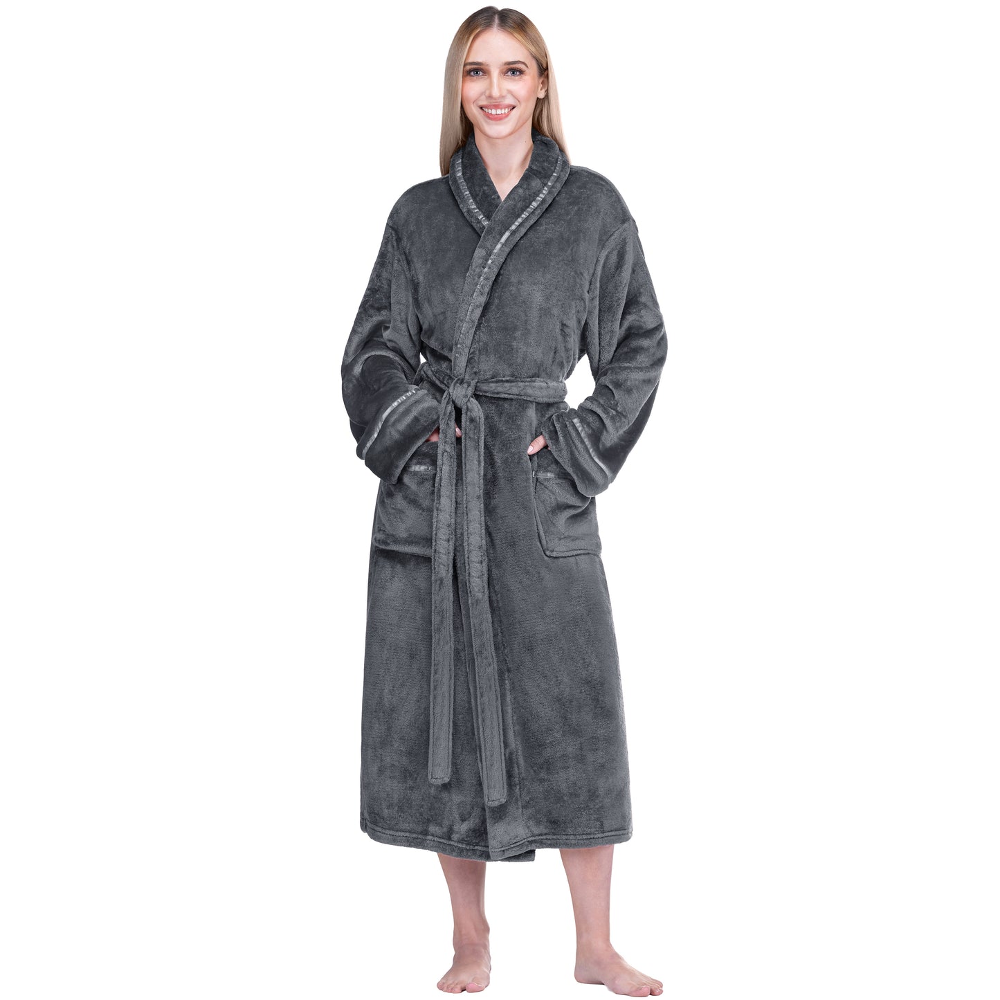 Women's Satin Trim Fleece Robe