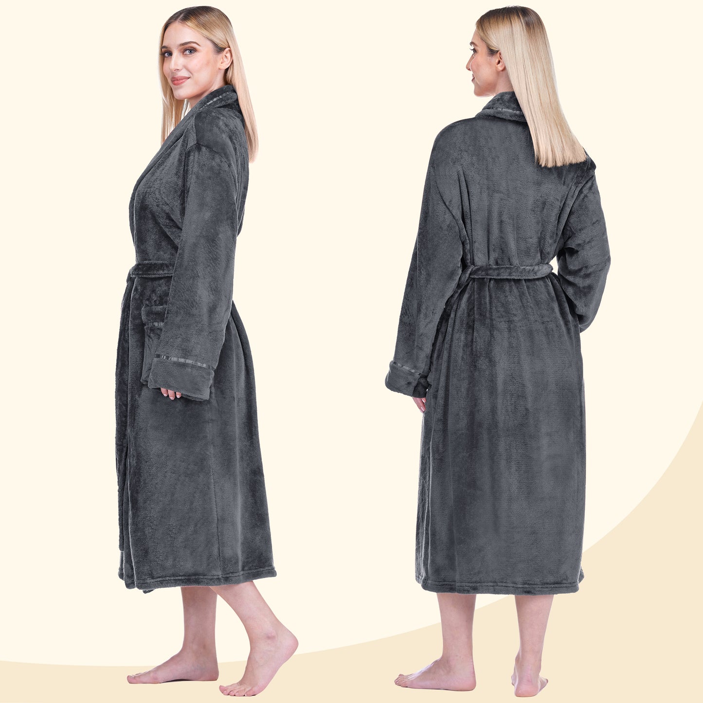 Women's Satin Trim Fleece Robe