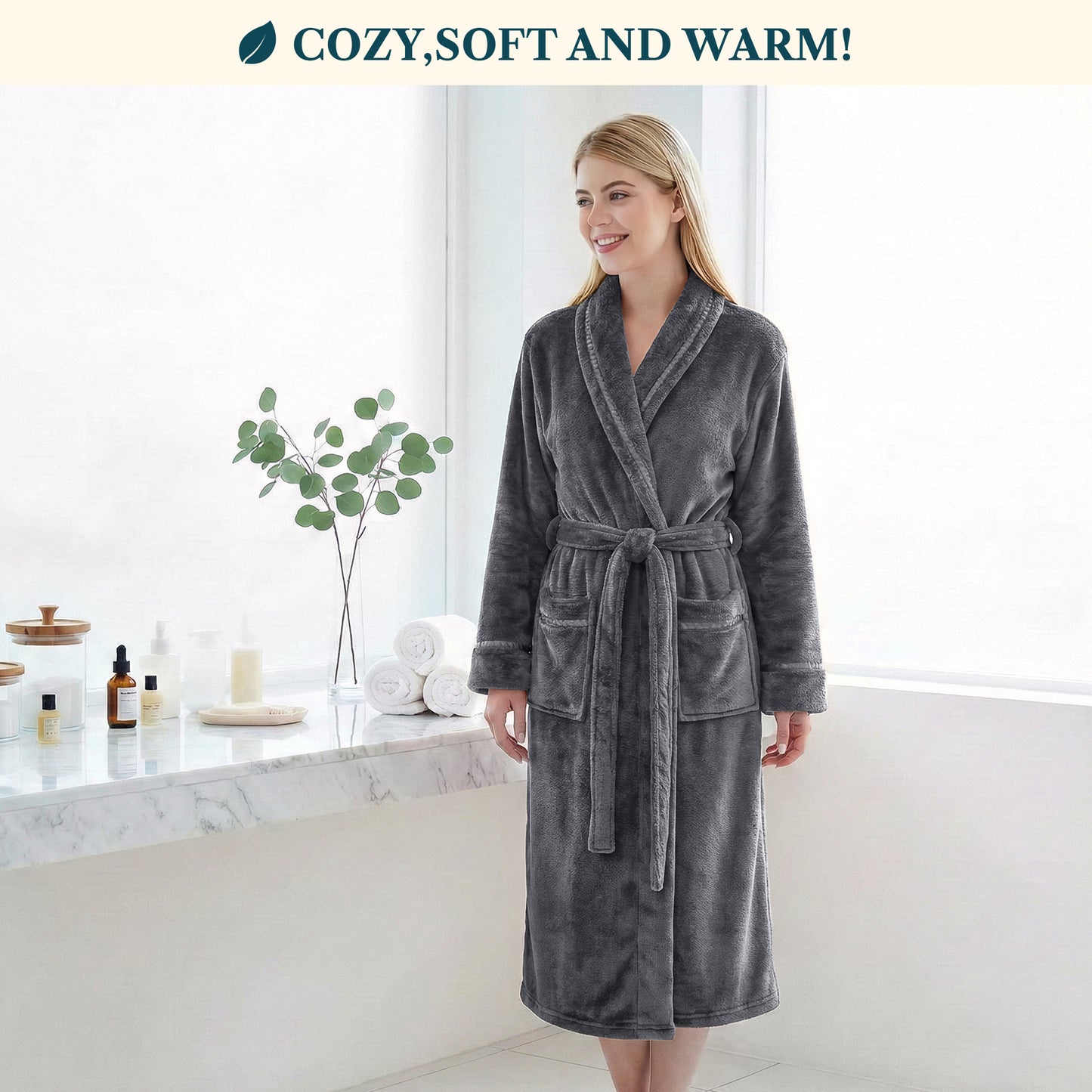 Women's Satin Trim Fleece Robe