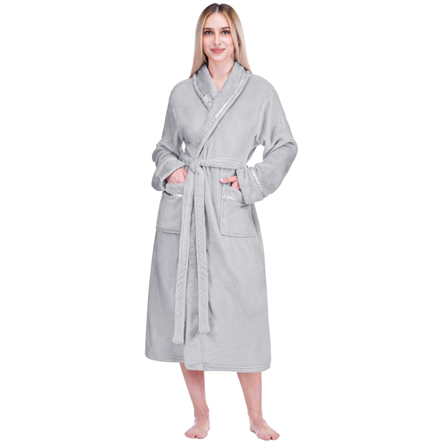 Women's Satin Trim Fleece Robe