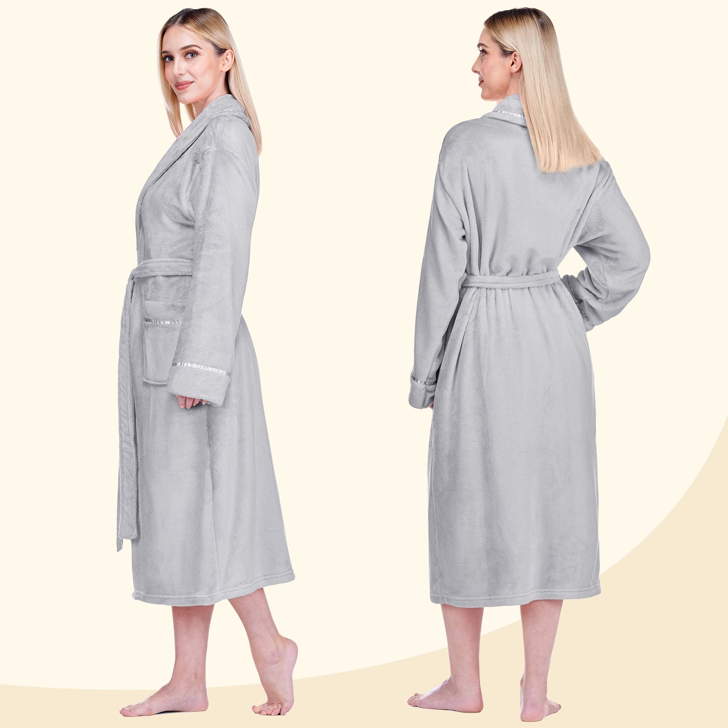Women's Satin Trim Fleece Robe