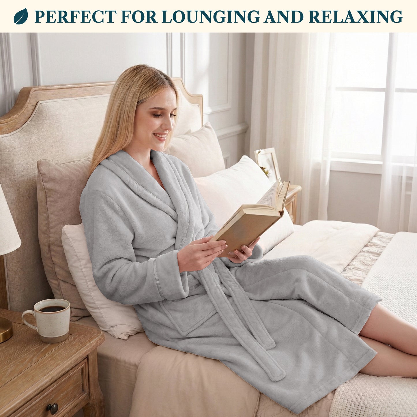 Women's Satin Trim Fleece Robe