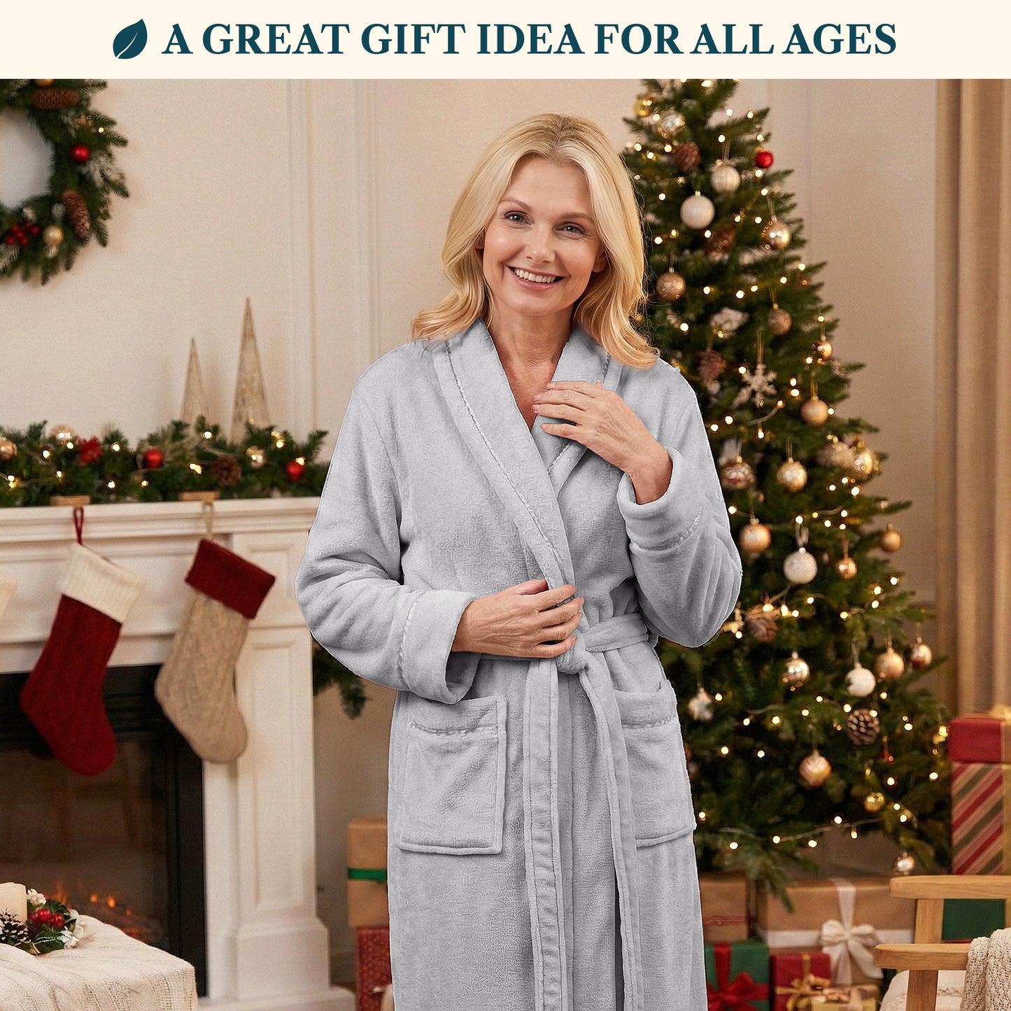 Women's Satin Trim Fleece Robe