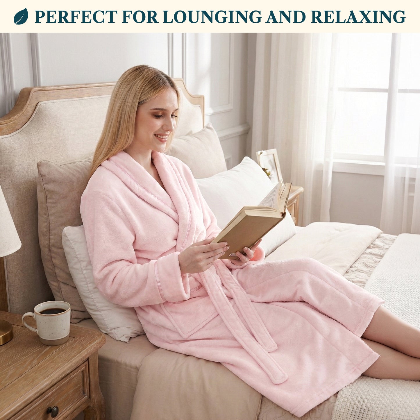 Women's Satin Trim Fleece Robe