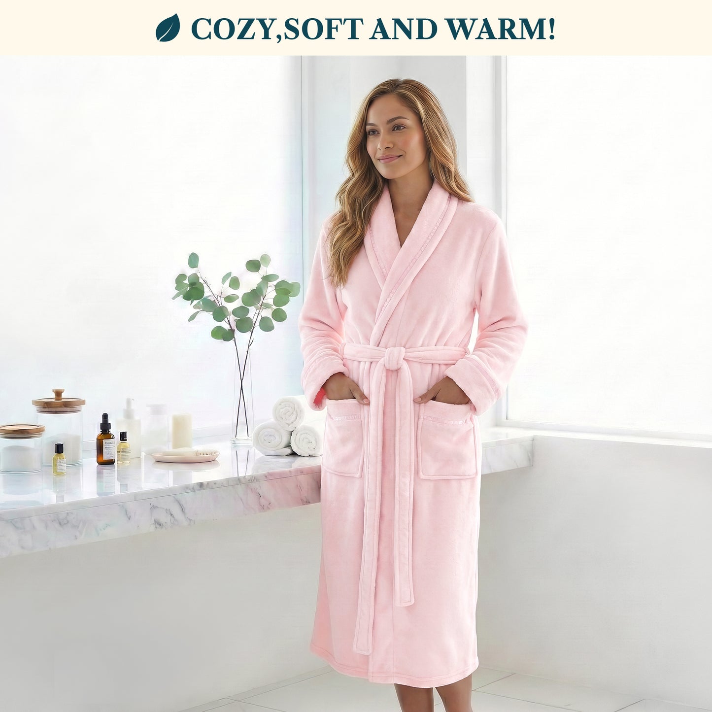 Women's Satin Trim Fleece Robe