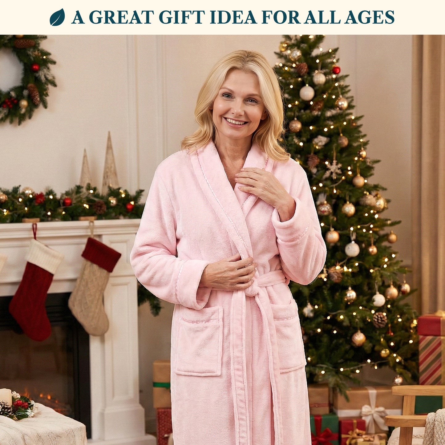 Women's Satin Trim Fleece Robe