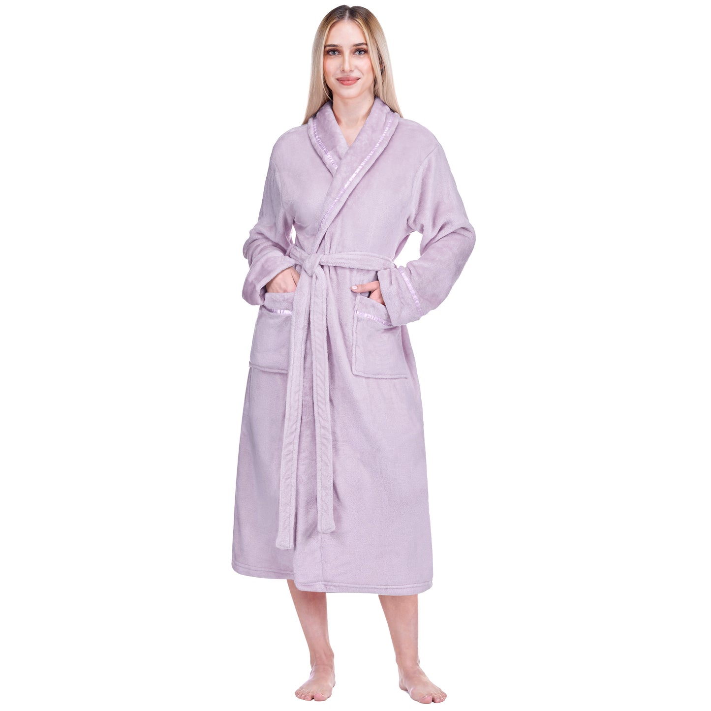 Women's Satin Trim Fleece Robe