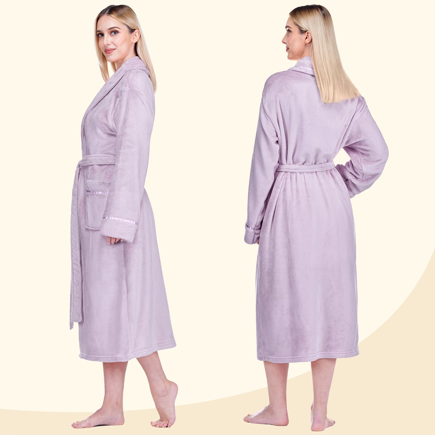 Women's Satin Trim Fleece Robe