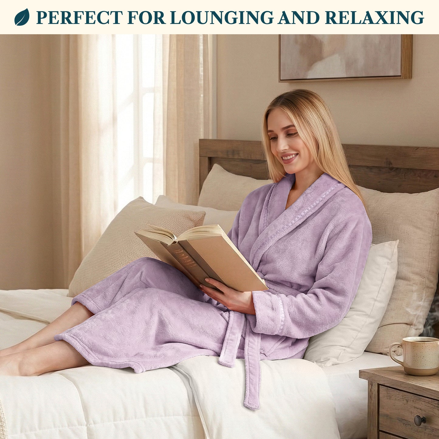 Women's Satin Trim Fleece Robe