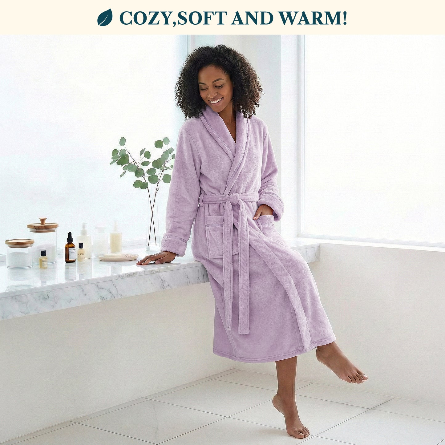 Women's Satin Trim Fleece Robe