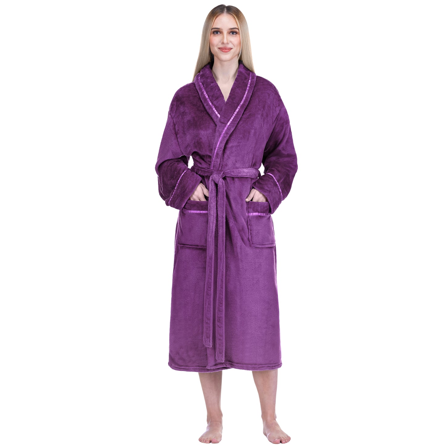 Women's Satin Trim Fleece Robe