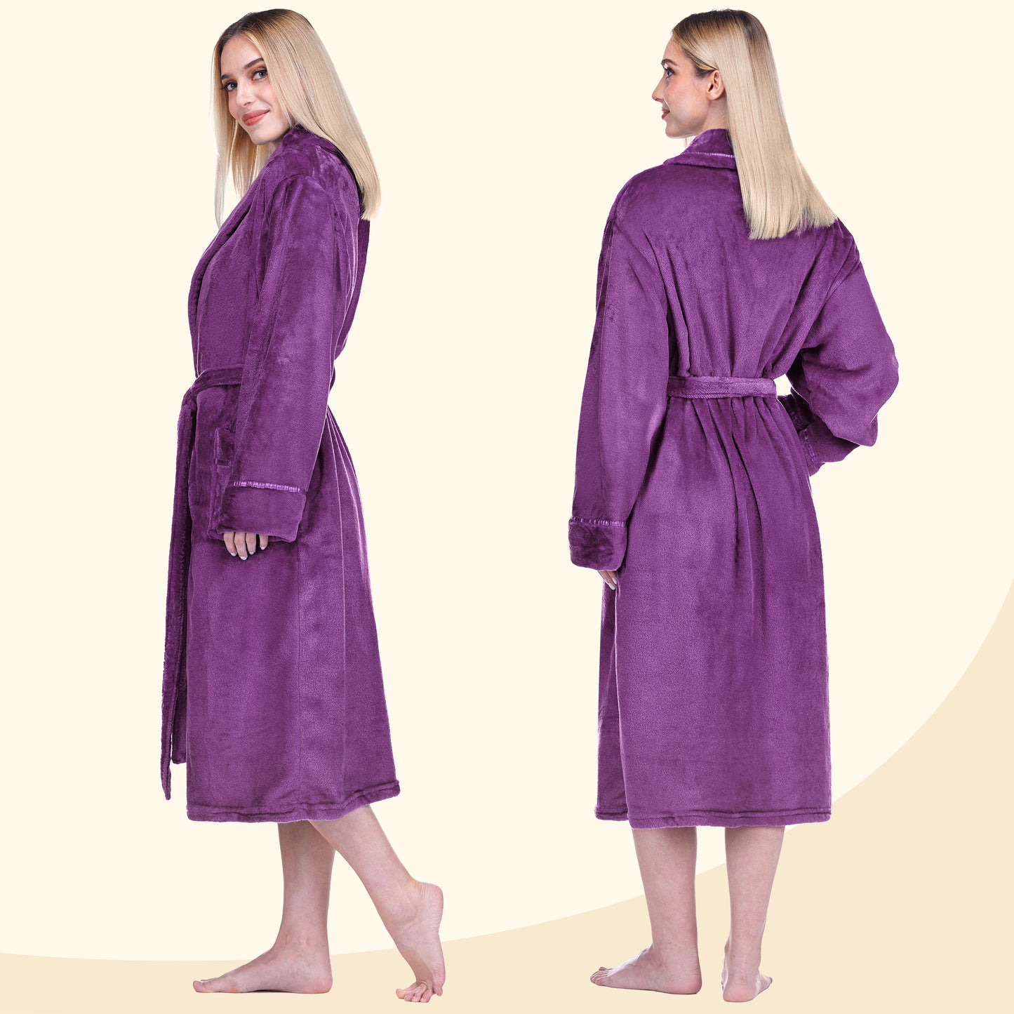 Women's Satin Trim Fleece Robe