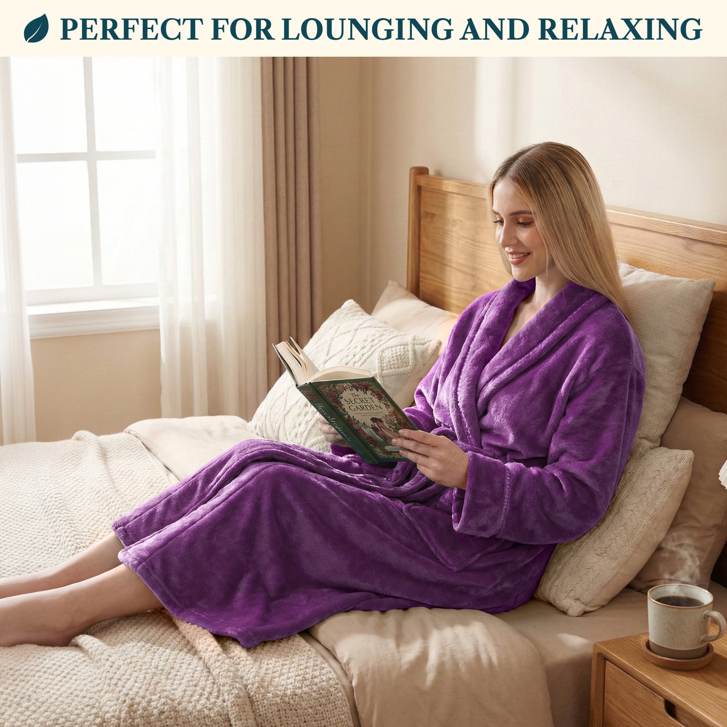 Women's Satin Trim Fleece Robe