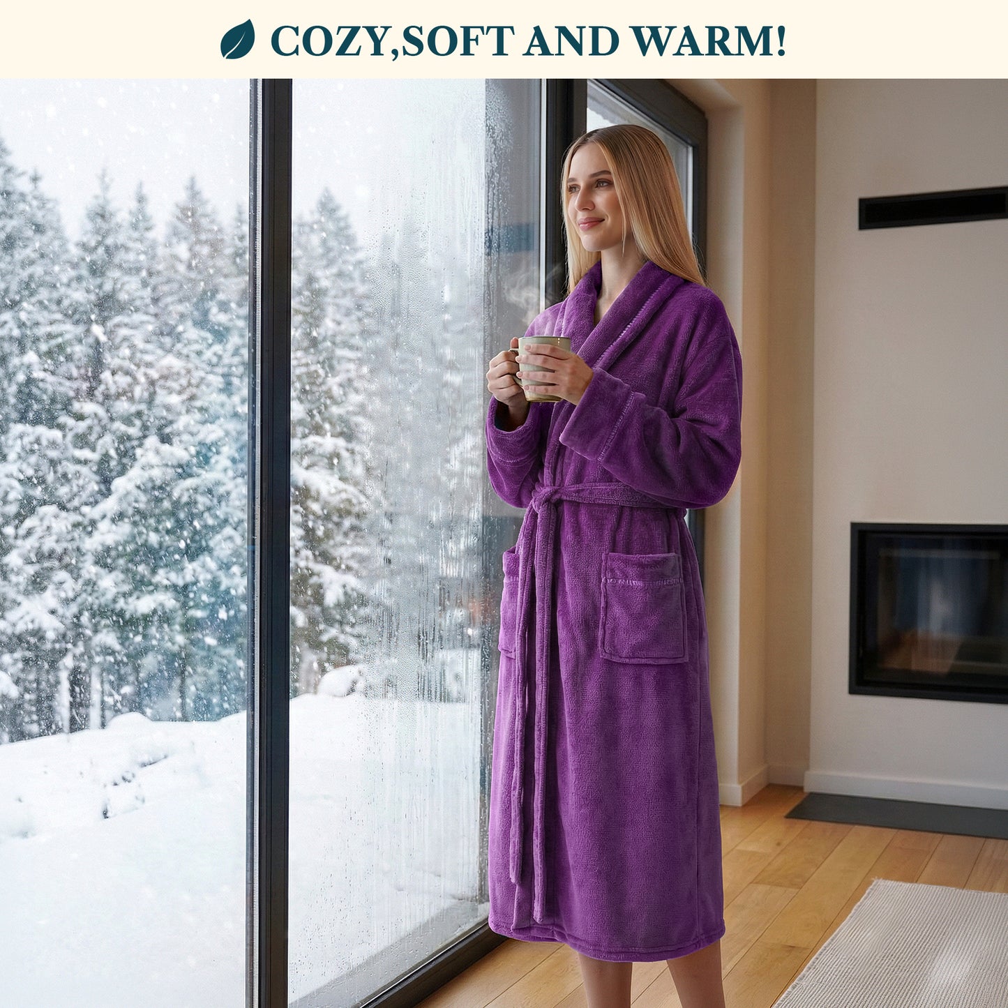 Women's Satin Trim Fleece Robe