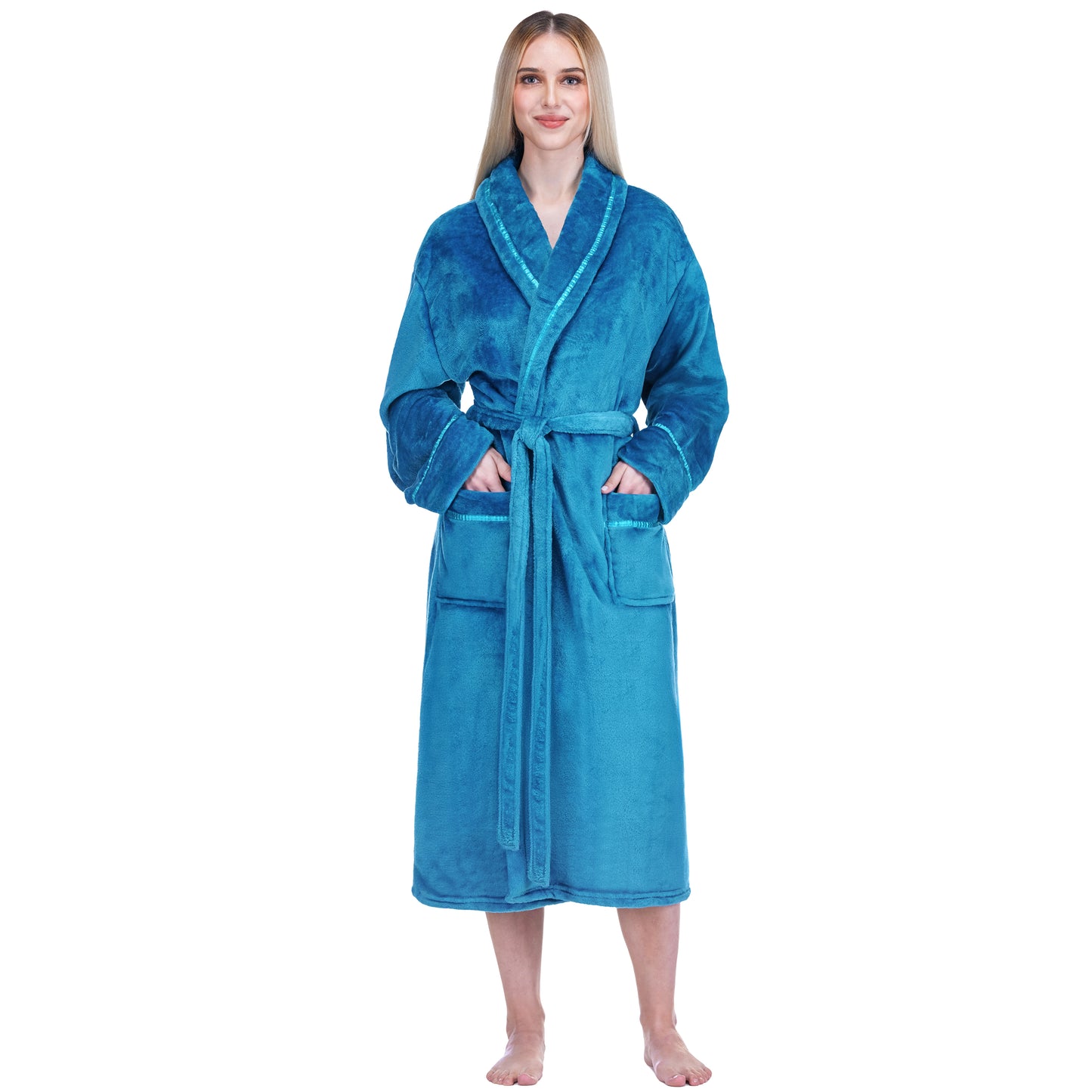 Women's Satin Trim Fleece Robe