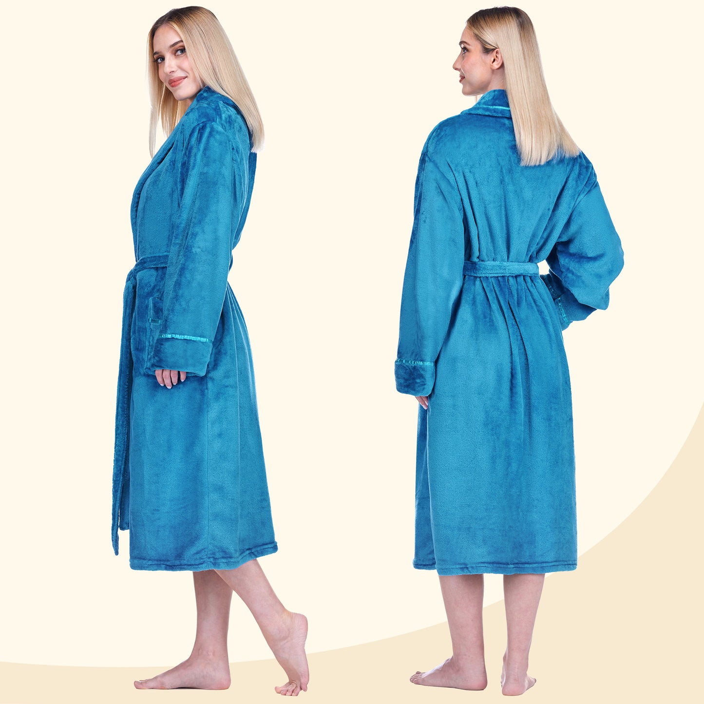 Women's Satin Trim Fleece Robe