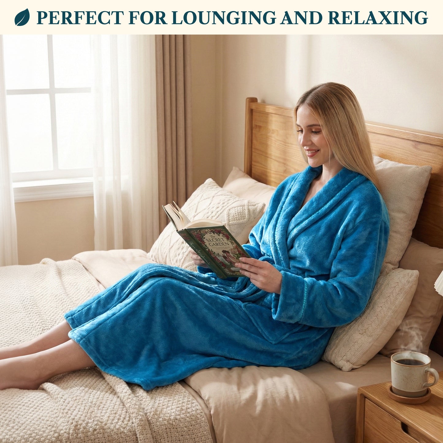 Women's Satin Trim Fleece Robe