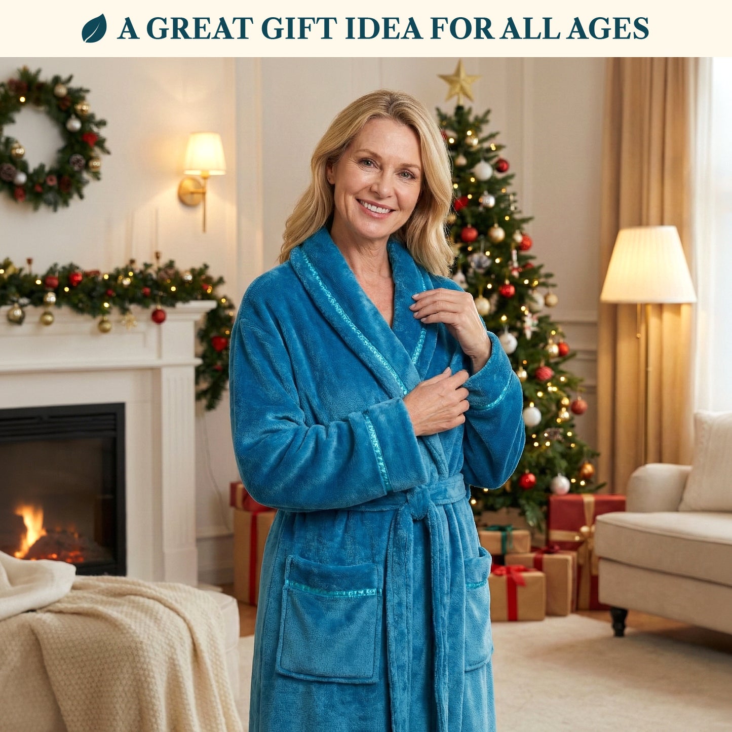 Women's Satin Trim Fleece Robe