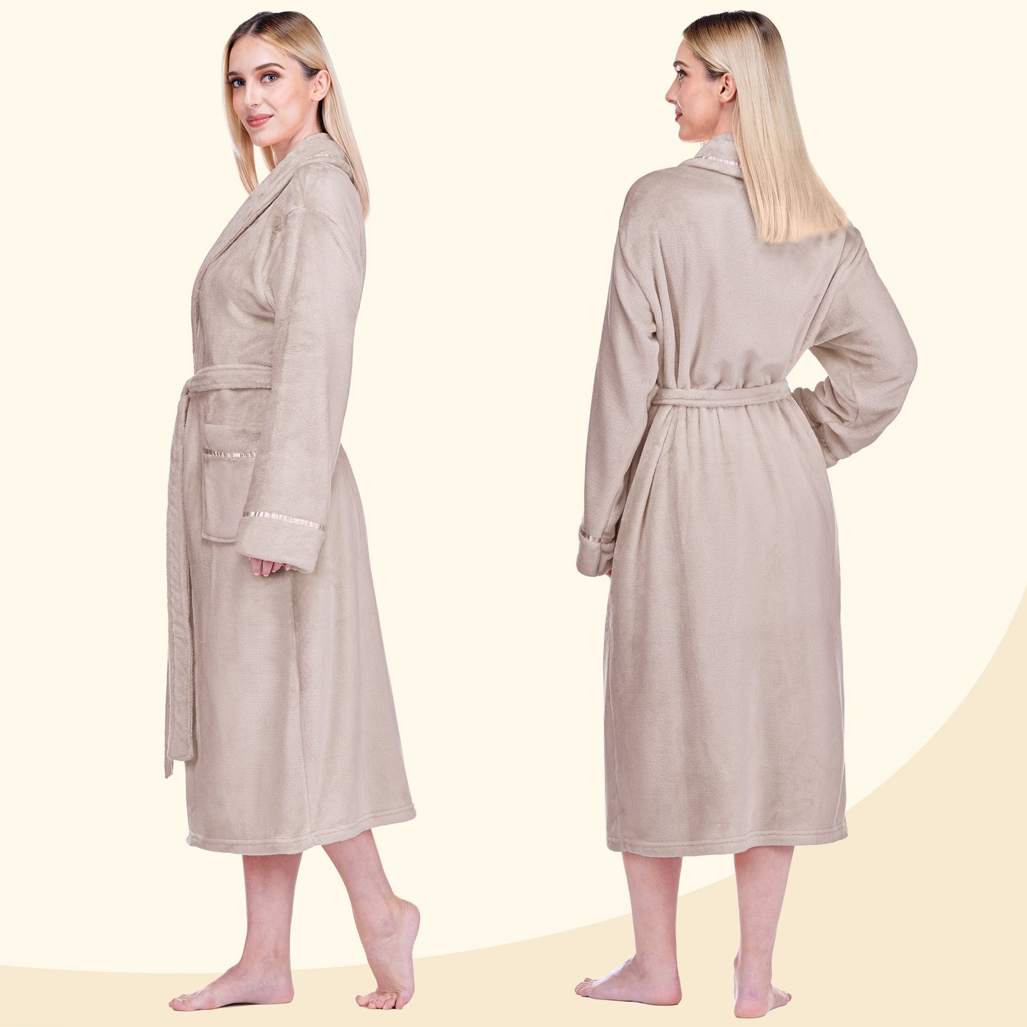 Women's Satin Trim Fleece Robe