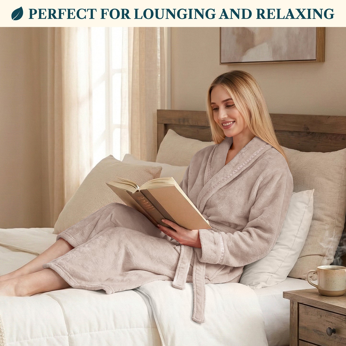 Women's Satin Trim Fleece Robe