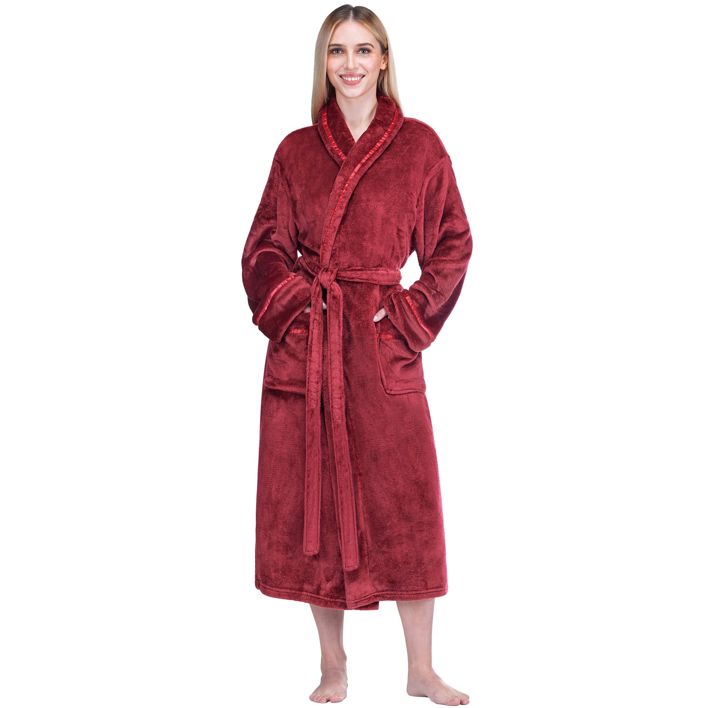 Women's Satin Trim Fleece Robe